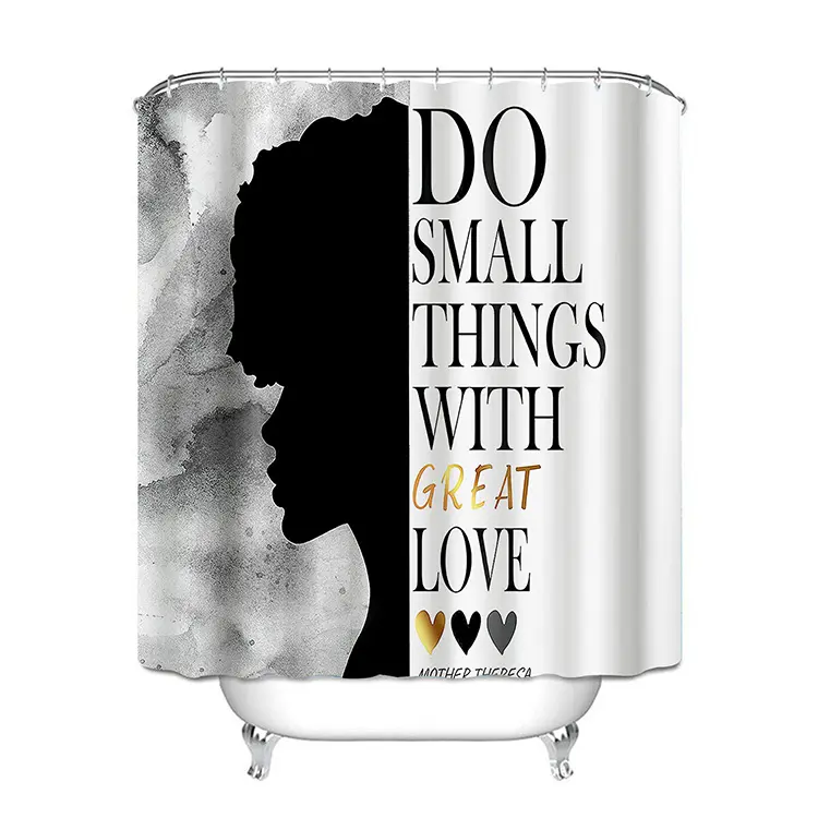 American African Women Washroom Black Girl Magic Afro Shower Curtain Designs with 12 Hooks