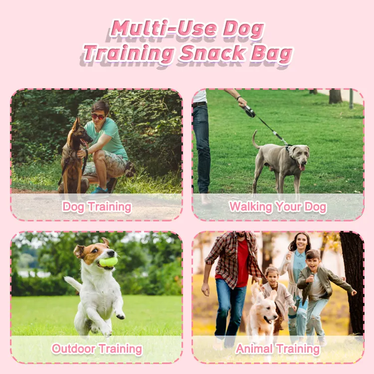 Famicheer BSCI Large Portable Diy Dog Treat Belt Pouch Dog Potato Chip Bag For Training