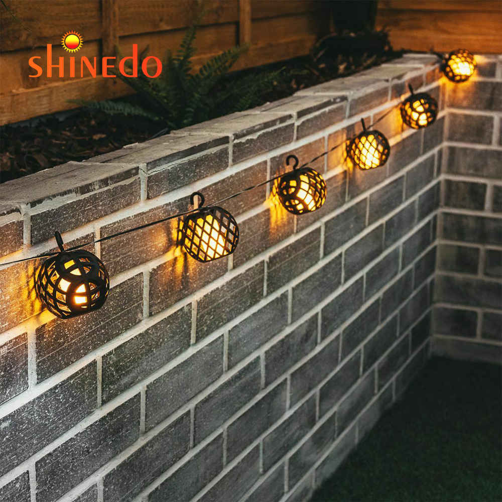 Solar Powered Outdoor String Light  Waterproof Garden Decoration String Flame Lamp