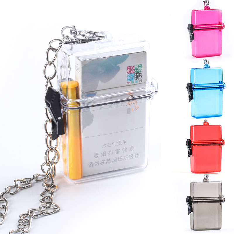 Hanging neck transparent cigarette case ins wind personality waterproof lighter cigarette case bag storage mobile phone bag thin