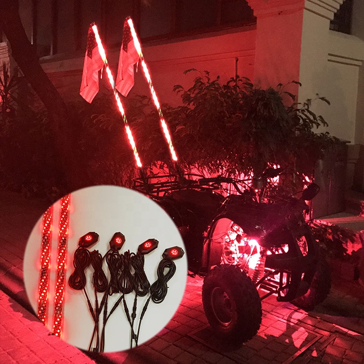 Аксессуары для квадроцикла 12 LED chasing whip 3ft 4ft 5ft 6ft с 4/6/8/12 pods Rock light sync combo kit