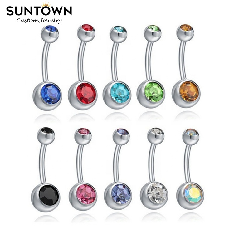 Suntown, ювелирные изделия для тела, Новое поступление, горячая Распродажа, нержавеющая сталь, пресс, дрель, пупка, кольца, болтаются, блестящий циркон, пирсинг пупка