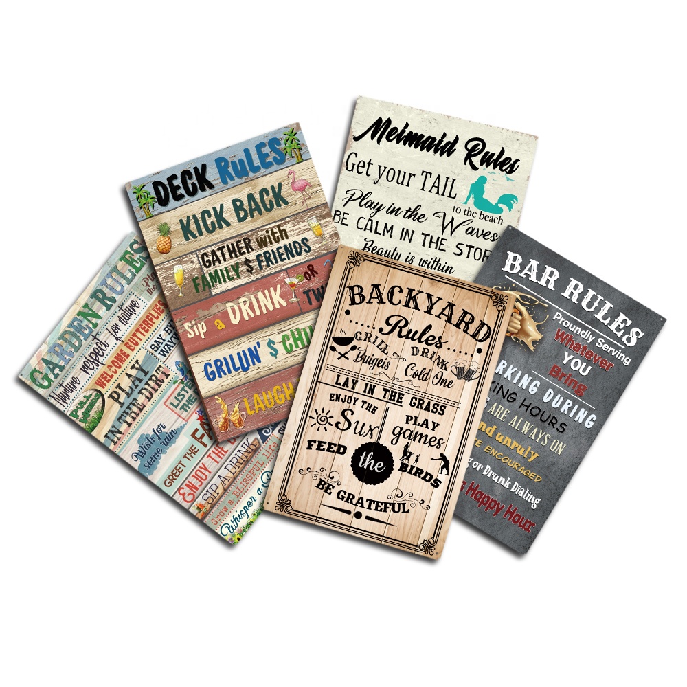 Many Choices Rules Vintage Metal Poster Tin Sign Laundry Pool Bar Backyard Class Lake Dog Decor