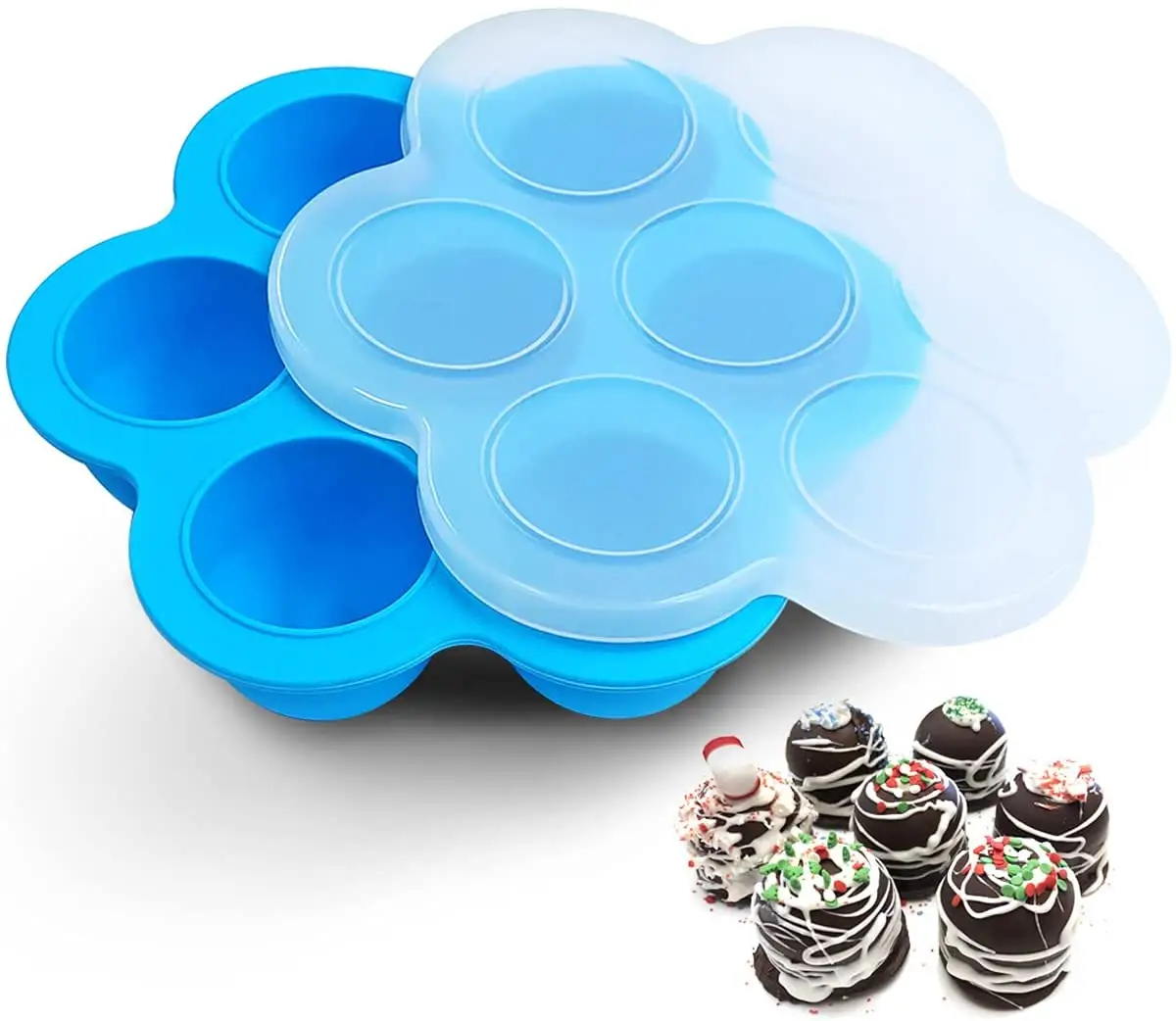 Silicone Egg Bites Molds with Lid Food Storage Container Baby Food Freezer Tray Egg Poacher