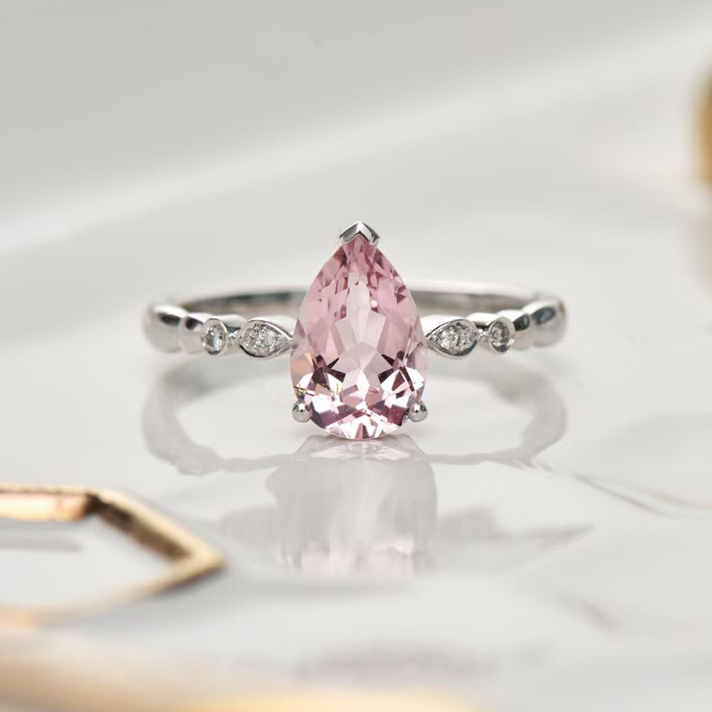 Aimgal ювелирные изделия 18 карат розовый шпинель D1.5ct d0.23ct бриллиант для пользовательского обручального кольца