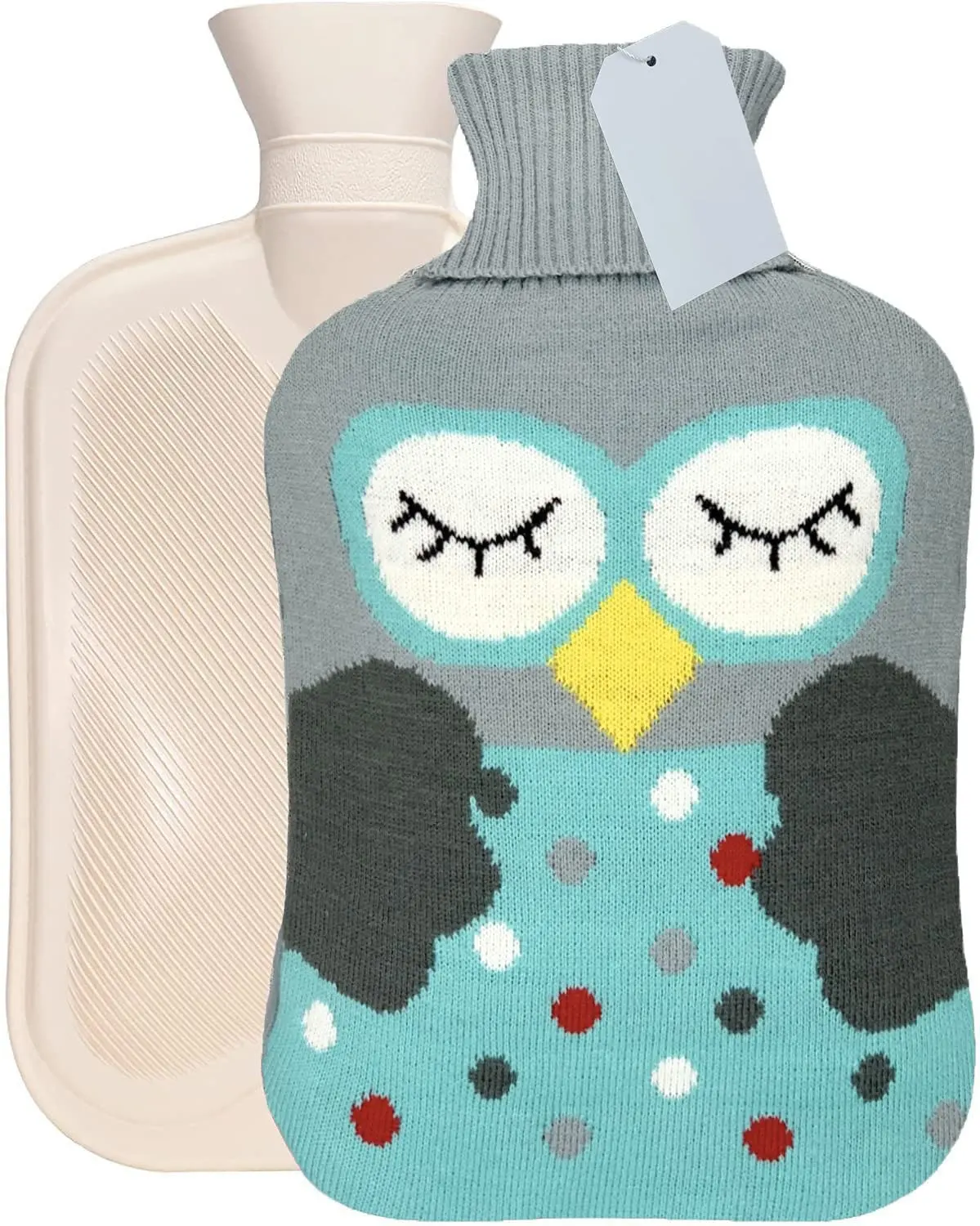 Reusable 2 Liter Hot Water Bottle With Knitted Cover For Menstrual Cramps