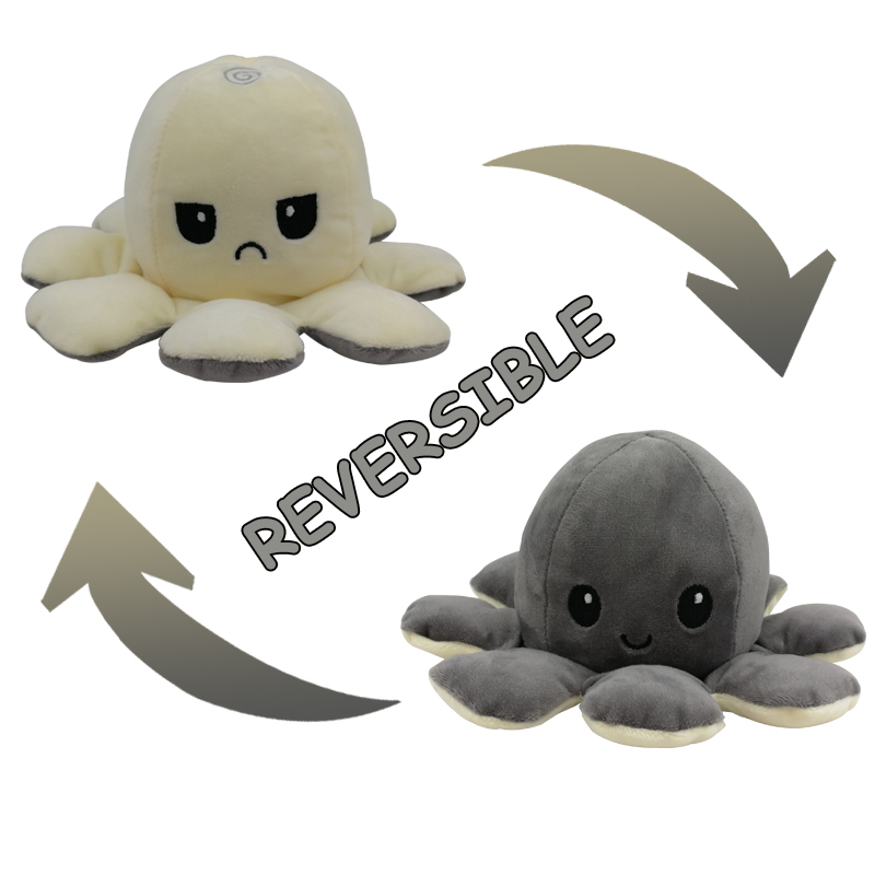 New Double Side Flip Plush Octopus Animals Stuffed Gato De Peluche Reversible OctopusToys