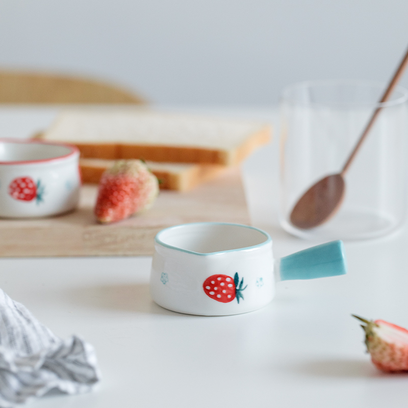 Japanese Creative Ceramic Tableware Small Fresh Thickening Snti-hot Handle Breakfast Milk Bowl