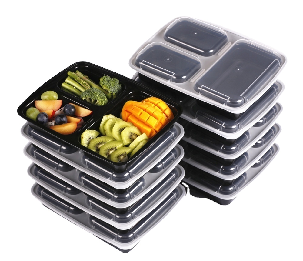 Новый высококачественный Штабелируемый контейнер bento для еды, 3 отделения, 18 комплектов по 10 упаковок, пищевой контейнер без БФА