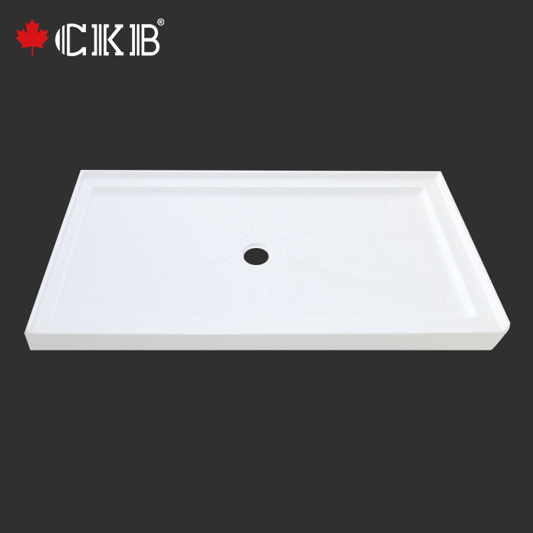 CKB оптовая цена, сделанный на заказ двойной пороговой центральный слив, акриловый белый душевой поднос для ванной комнаты