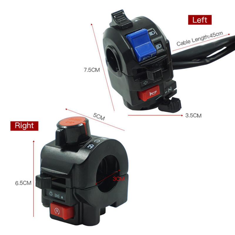 Motorcycle Modification Parts Handlebar Switch Left and Right Hand Handle Headlight Extinguisher Switch Assembly Handle