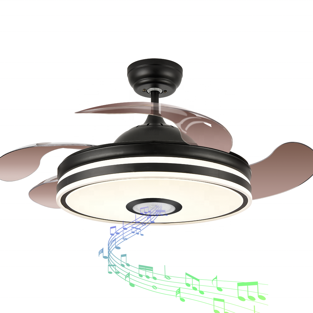 Bluetooth ceiling fan and lights 42 inch retractable folding ventilador techo bluetooth