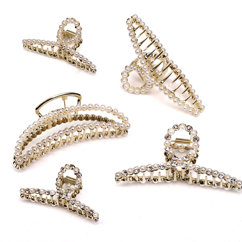 Women Hair Accessories Geometrical Pearl Hair Claw Jaw Washing Face Hair Clips for Women Girls