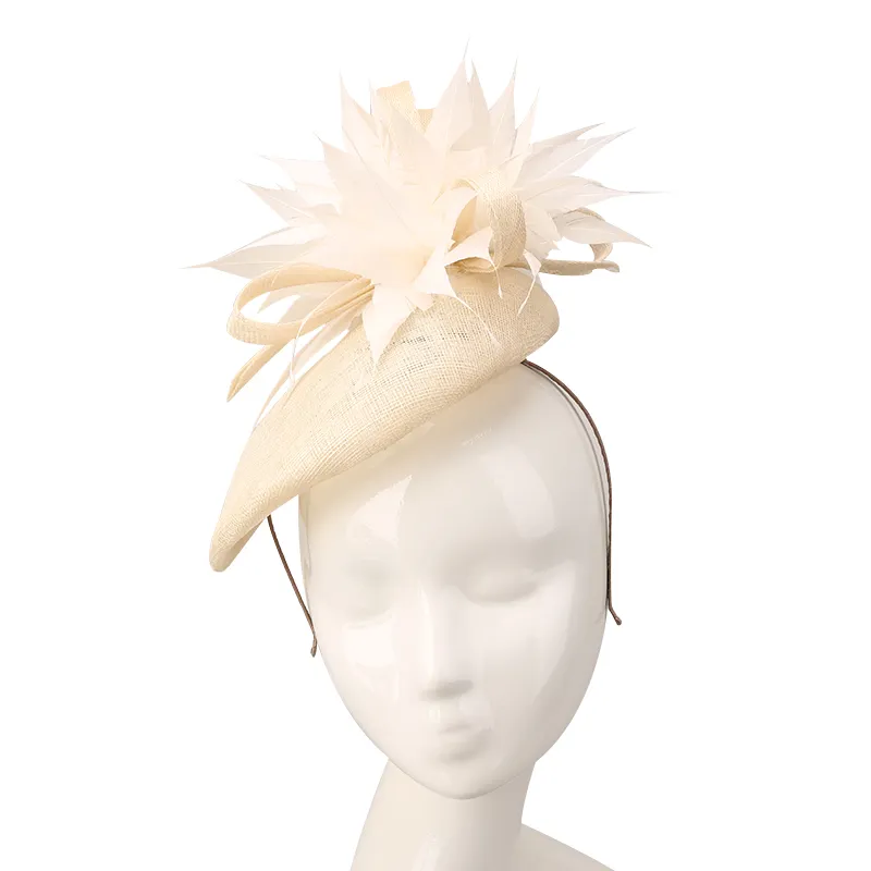 2022 elegant classy fashion mini church fancy hats feather fascinator hat caps Hair Clip