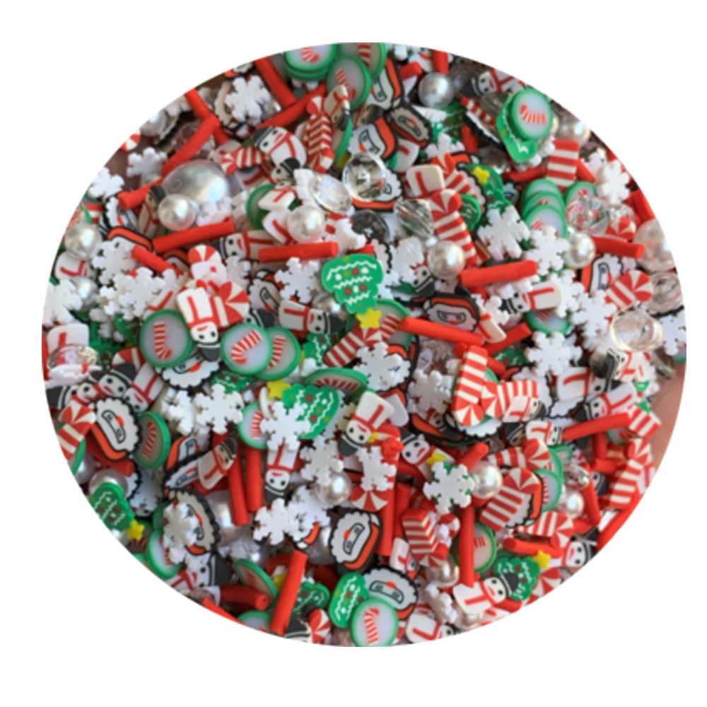 Happy Christmas Holiday Snowflakes Candy Cane Sprinkles Polymer Hot Clay Christmas Slice Confetti For Nail Arts Accessories