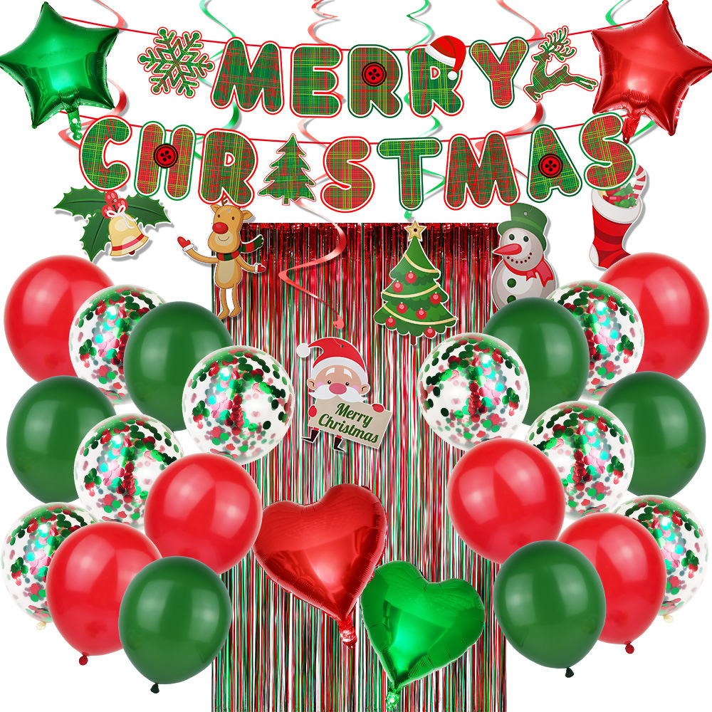 Christmas Ornament Balloon Set Happy New Year Decoration Balloon Cartoon Aluminum Film Balloon Set
