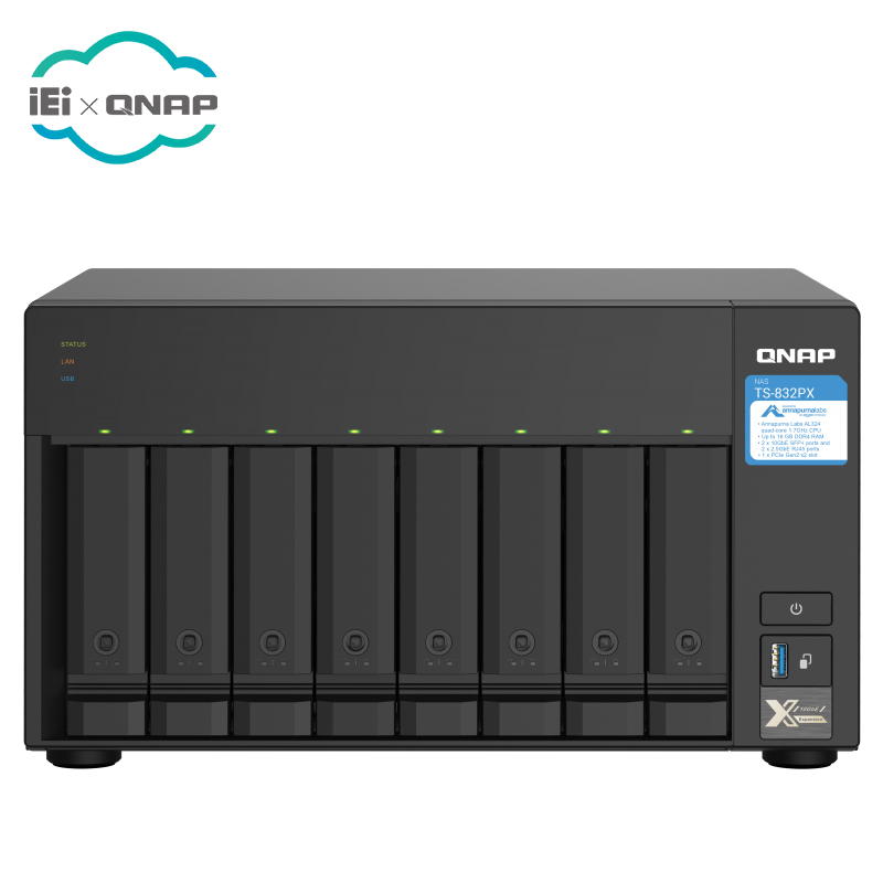 Сетевое хранилище TS-832PX с высокой пропускной способностью NAS поддерживает PCIe карты расширения для M.2 SSD для ускорения приложений