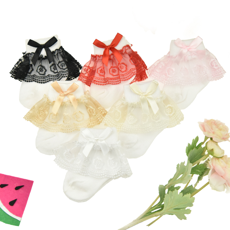 A-283 Wholesale high-quality fashion children's hem socks double lace girls dance socks fashion cotton socks