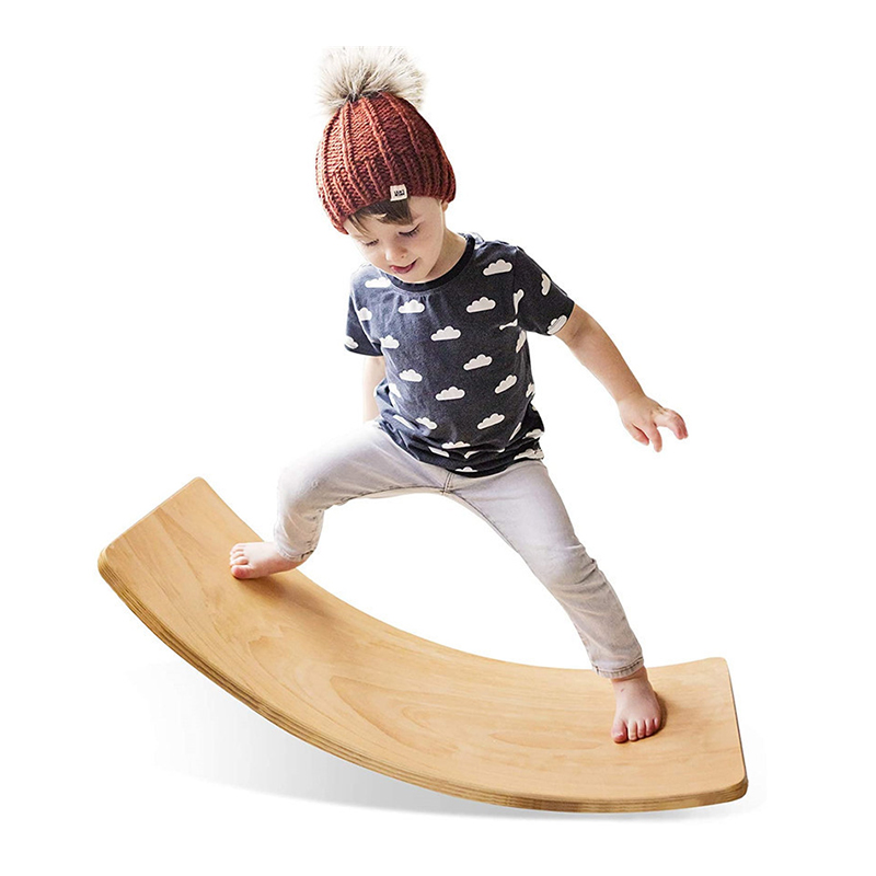 Custom kids toys fitness curved board wobble Kid Yoga Board wooden balance board