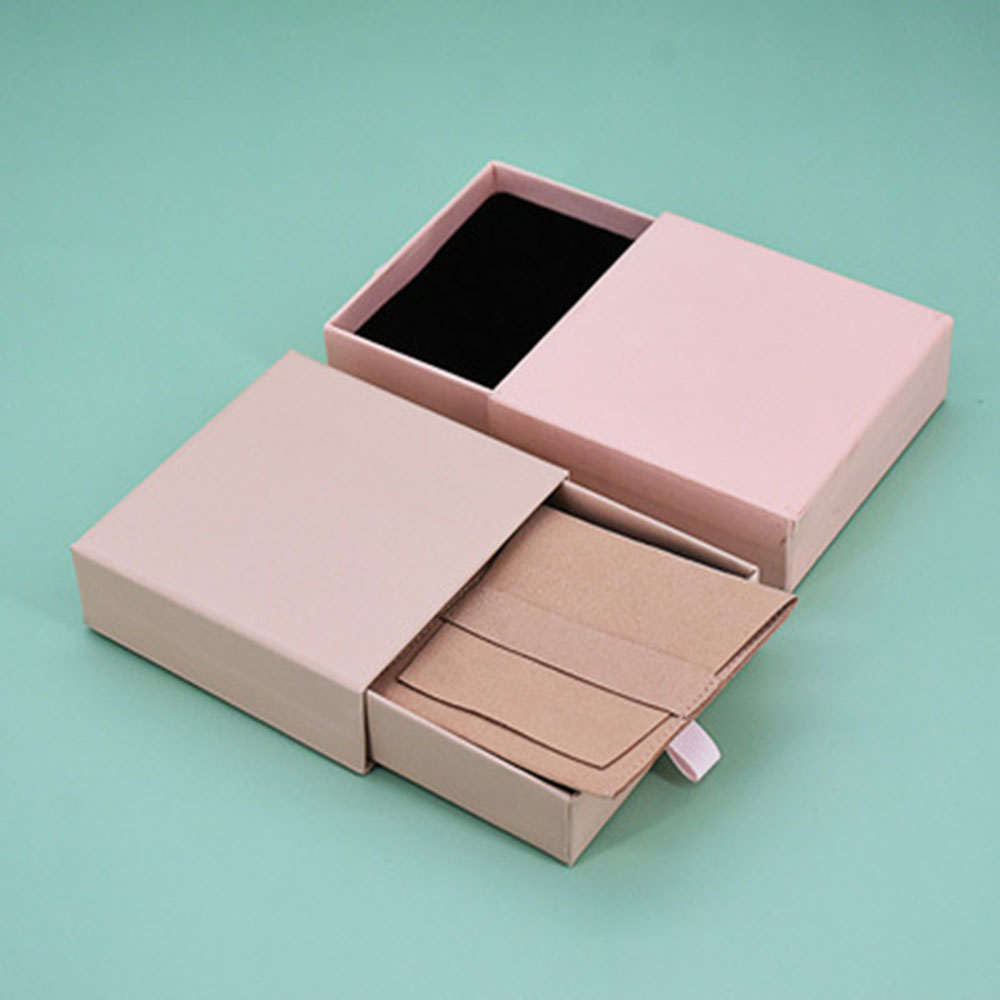 Custom logo printing paper jewelry box and pouch earrings necklace bracelet drawer box