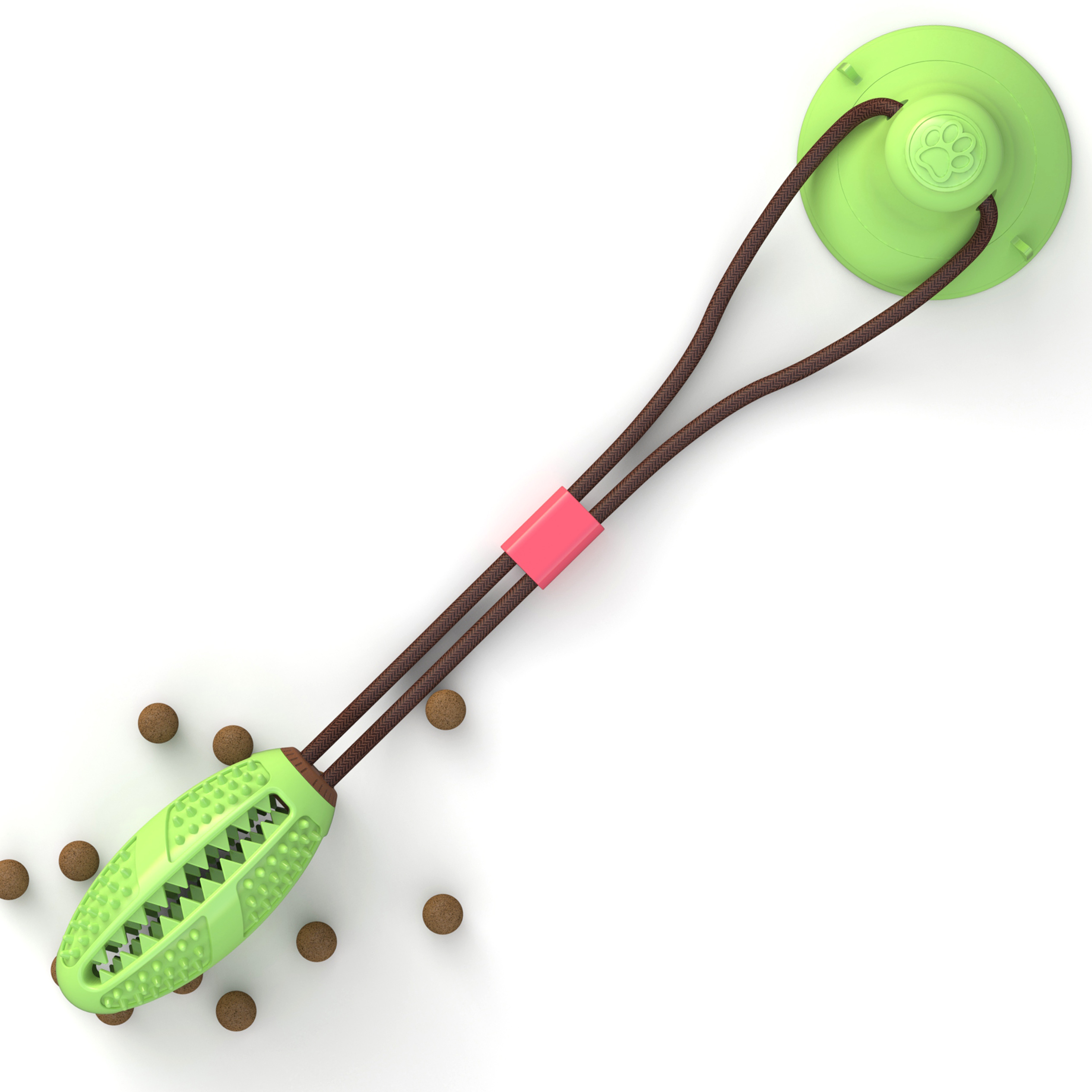 Oval TPR Dog Toy Ball Dog Food Dispenser Chew Ball with Rope Suction Cup