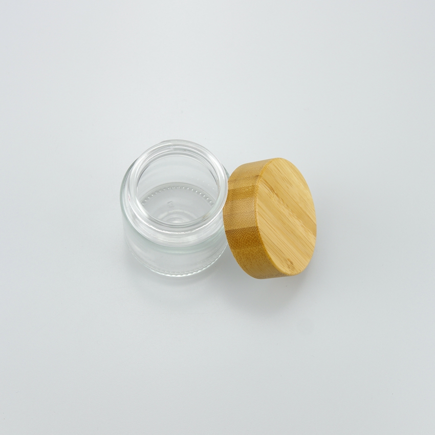 1oz 2oz 3oz 4oz cosmetic glass jars with bamboo Child Resistant lids