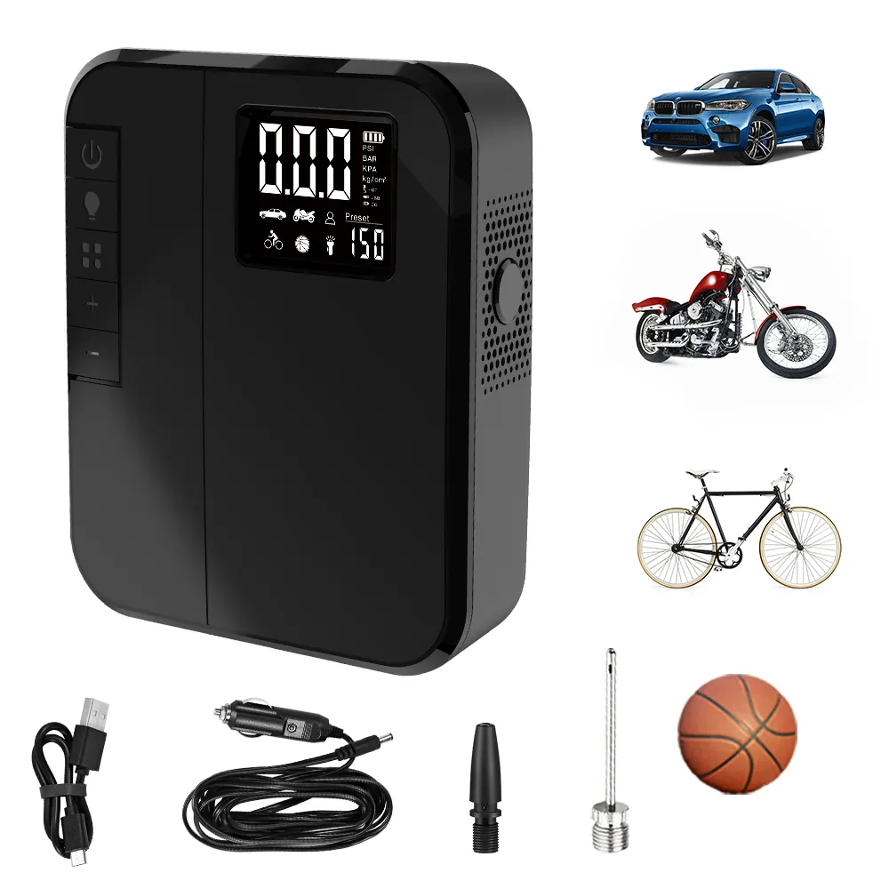 Newocube Battery Mini Small Electric Cycle Air Compressor Amazon Portable Digital Ball Tire Pump For Air Bed Car Bike Bicycle