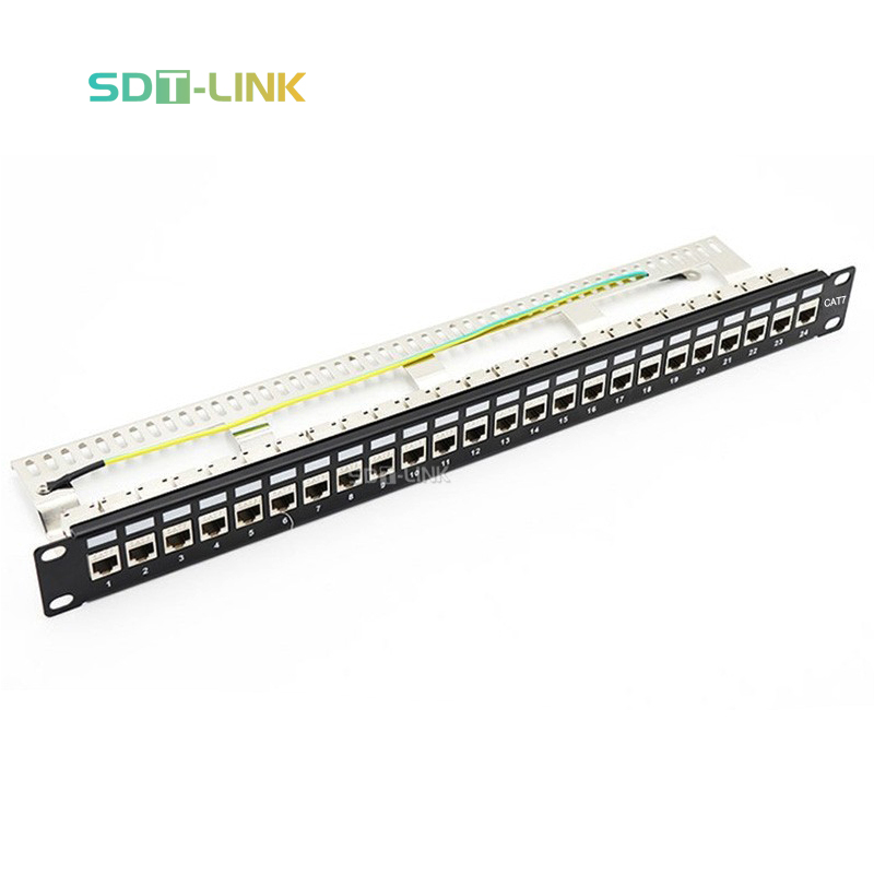 RJ45 FTP экранированный кабель кабельной сети 19 дюймов 1U 24 порта CAT7 патч-панель СТП FTP CAT7 rj45 патч-панель