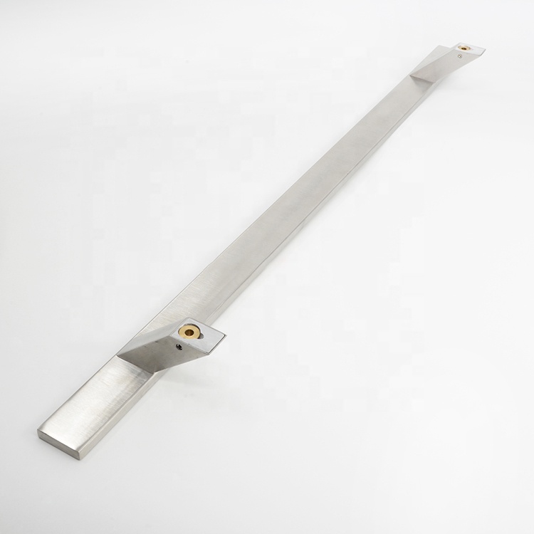 Factory Custom Stainless Steel 45 Degree Slanted Foot Column Inlaid With Aluminum Push Pull Sliding Glass Door Pull Handle