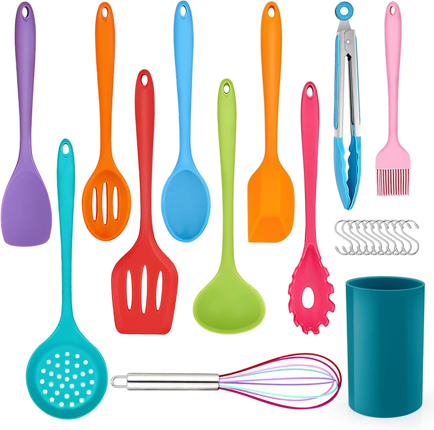 22pcs Kitchen Utensil Set Silicone Cooking Utensils Set with Utensil Holder Heat-Resistant Cooking Cutlery