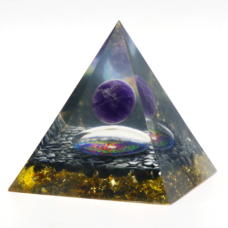 Orgone Pyramid Healing KIT with tigereye Rose Amethyst Tumble Set Crystal EMF Protection Reiki Chakra Healing Meditation