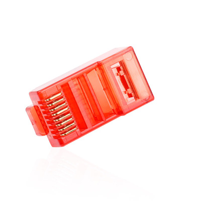 Коннектор Rj45 для Cat5 Cat5e Cat6, прозрачная головка, красный цвет, переходник Rj45