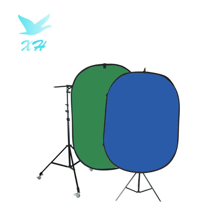 blue green screen chromakey Collapsible backdrop Reversible live background for webcam&studio