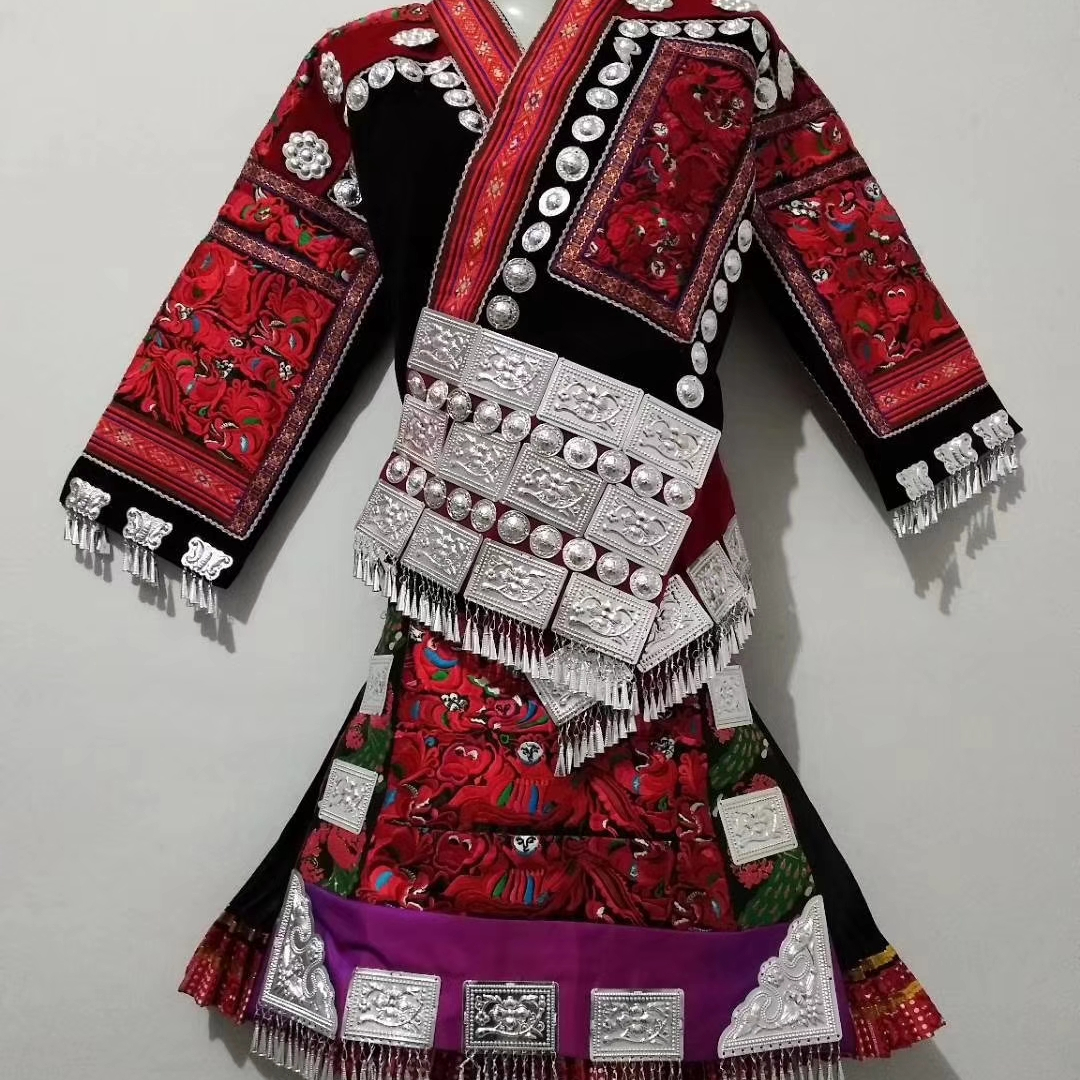 Wj30145традиционный китайский костюм Hmong ручной работы Miao женская одежда