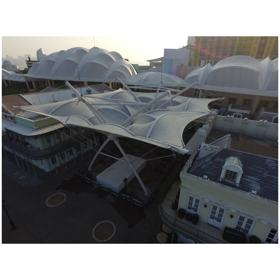 Waterproof PVDF membrane structure tent wind resistant fabric tensile cover roof Of Architectural Structure Membrane