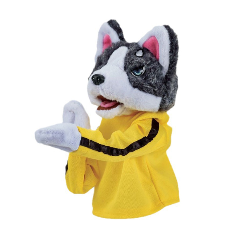Interesting B/O electric lovely plush boxing dog hand puppets toy for kids