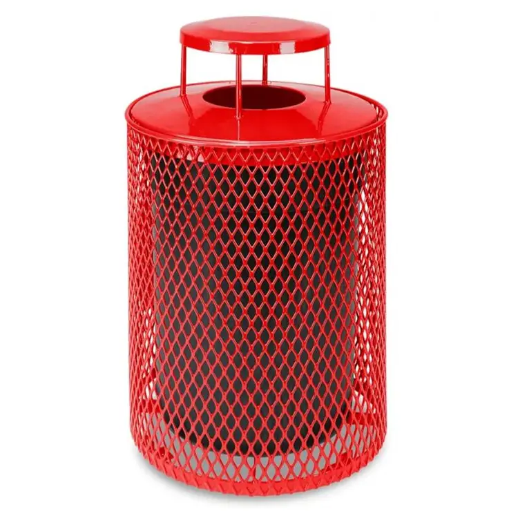 Outdoor Thermoplastic Steel Mesh Garbage Container Trash Can Outside Street Waste Collection Bin Park Metal Recycling Dustbin