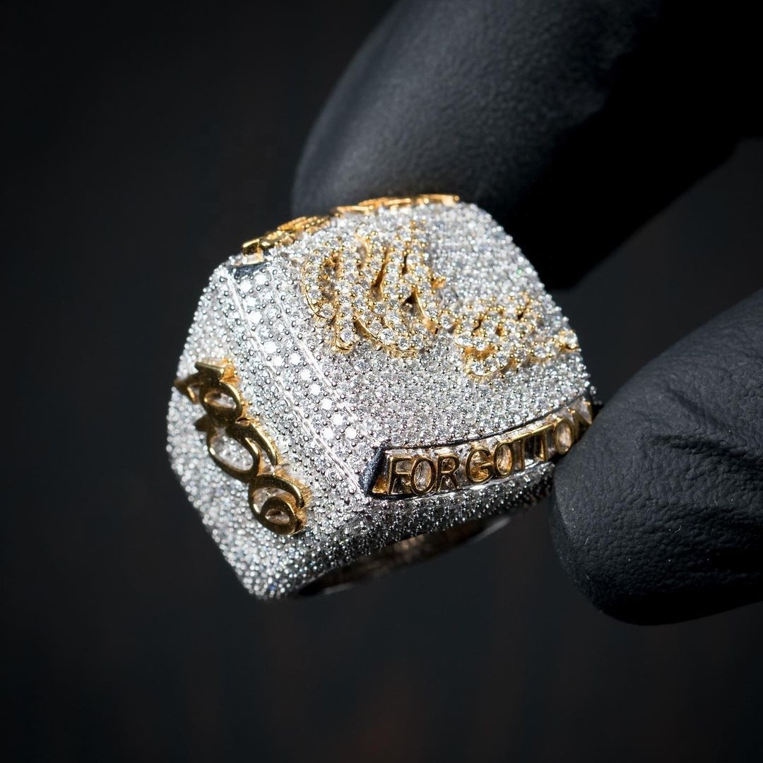 2021 Luxury Hiphop Real 10K Solid Gold Full Iced Out Moissanite Diamond Champion Men Rings Championship