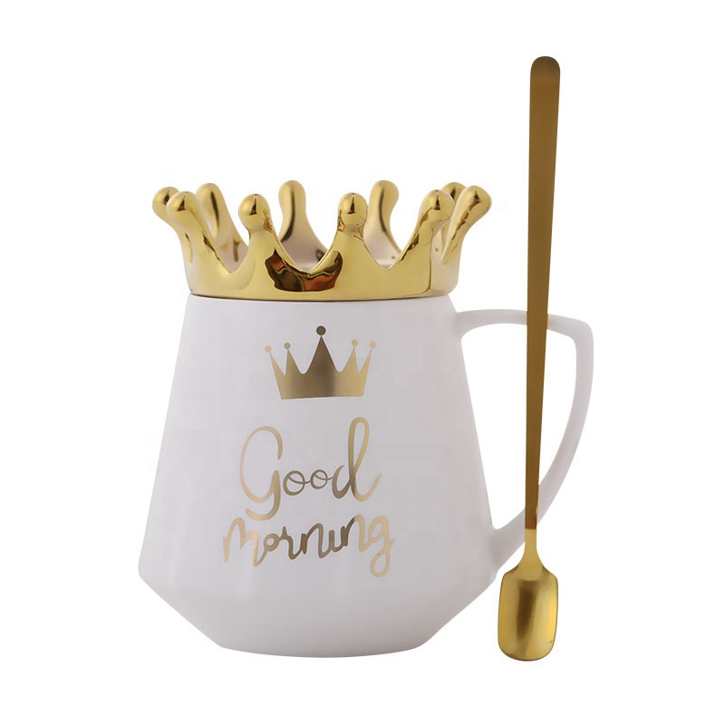 Creative Hot Sell Nordic Ceramic Mug with Lid Home Use Imperial Crown Simple Coffee Mug