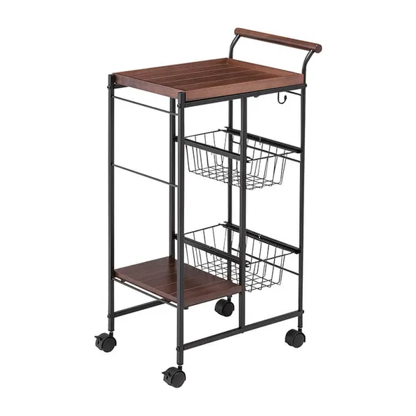 Movable Kitchen Trolley with Basket Small kitchen carts with wheels
