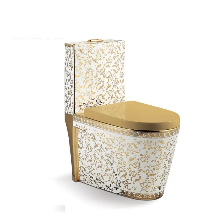 Modern Gold Sanitary Wares WC One Pieces Gold Plating Toilet
