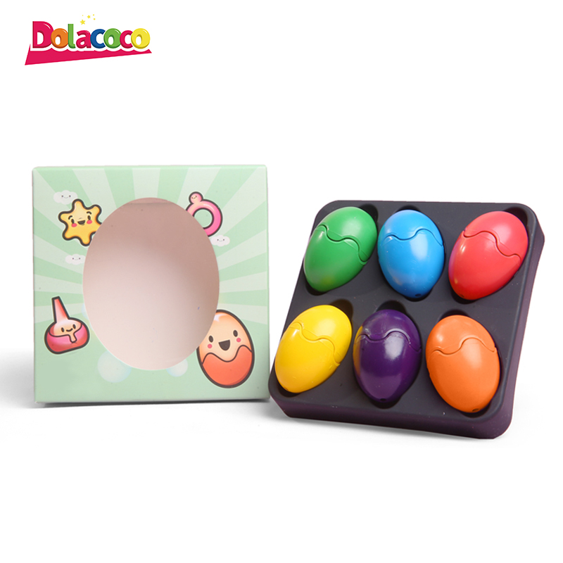 Dolacoco 6 colors Dinosaur Eggs Shape Non Toxic Crayon For Toddlers Kid Painting Tools Children Gift