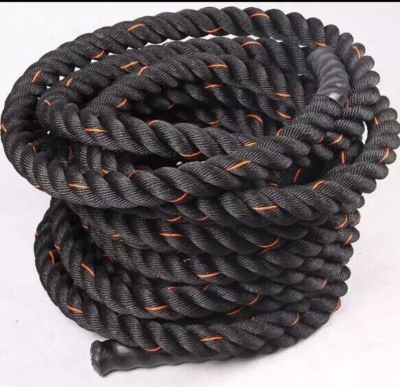 Gym Fitness Exercise Battle Rope for Explosive Power Training 9m 12m Black Power Rope with Protective Sleeve