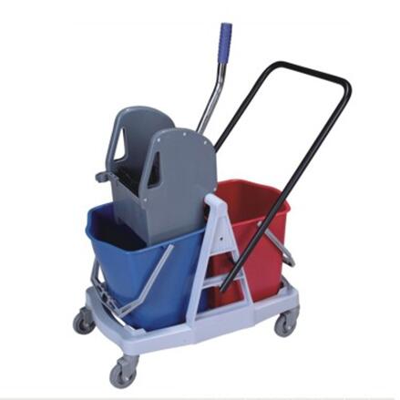 34L double buckets wringer trolley down press wringer bucket with red blue water buckets with plastic frameYG08076