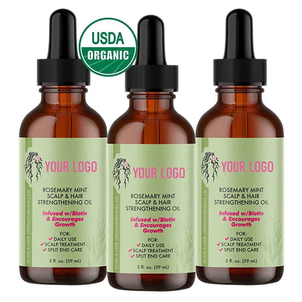 Oem Private Label Customize Rosemary Mint Hair Oil Anti-loss Organics Straighten Growing Hair Growth Oil for Hair