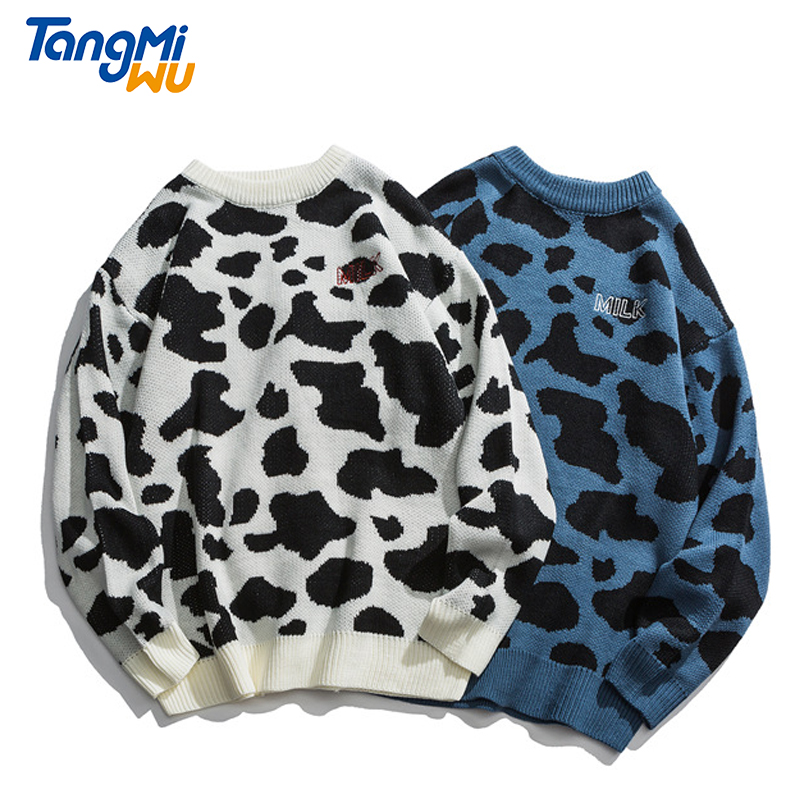 TMW 2021 new style Unisex knitted clothes stripes loose Spotted cow pullover 100%Acrylic sweater pull homme men graphic sweater