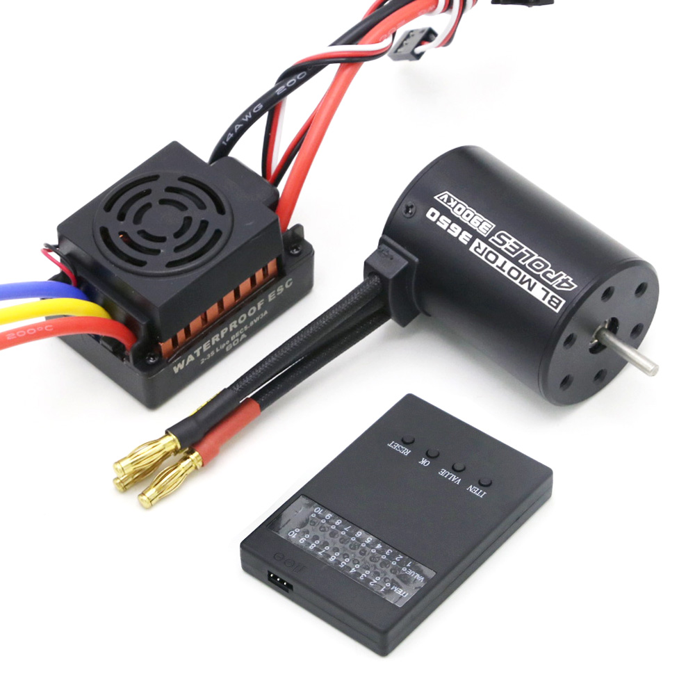 Водонепроницаемый 3650 3900KV Rc бесщеточный двигатель 60A ESC программатор combo set для 1/10 RC Car Truck