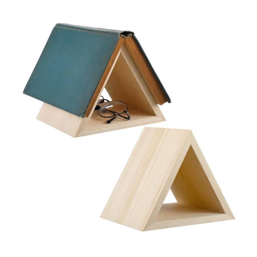 Multi-Functional Book Valet Wood Triangle Bookmark Book Stand Holder