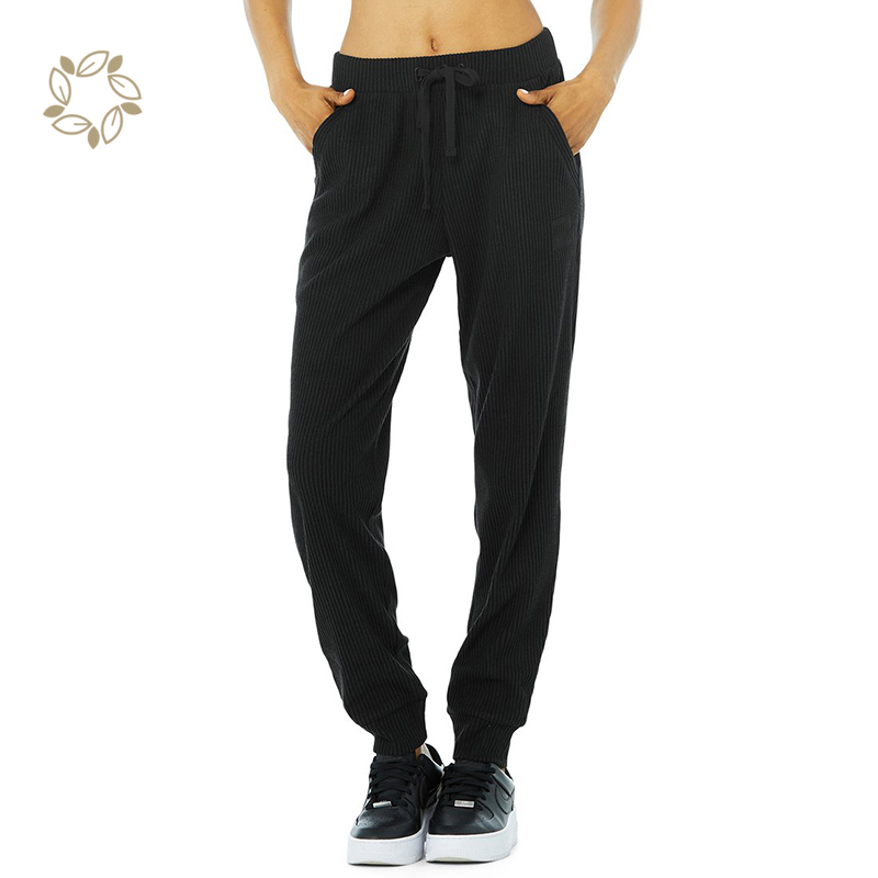 Organic Cotton Women Rib Sweatpants Sustainable Jogger Sweatpants Eco Friendly Jogger Pants Women