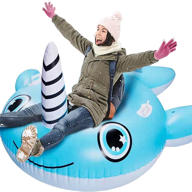 Winter outdoor adult ski ring snow blue inflatable ski ring PVC sled